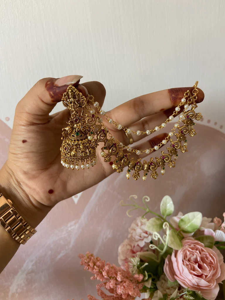 Lakshmi Jhumkas with Swan Ear Mattals